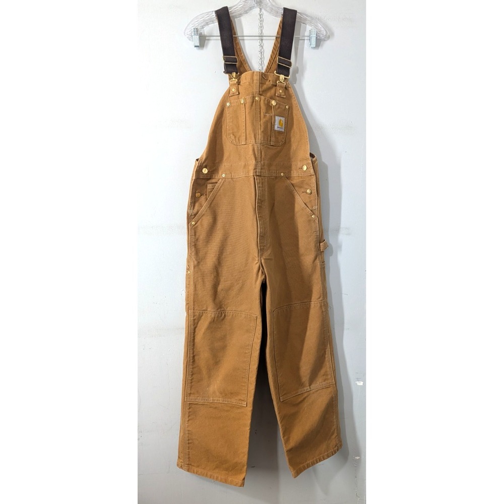 Carhartt Men's R01 BRN Duck Canvas Bib Overalls - Size 34 x 28 in Brown